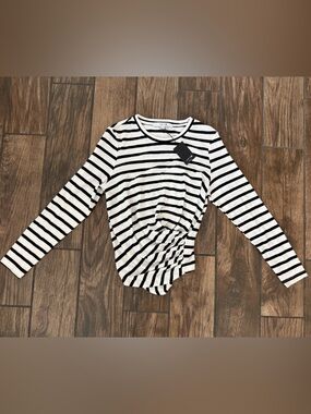 NWT Joe’s Jeans Twist Wrap Stripe Top Ivory Black Size L